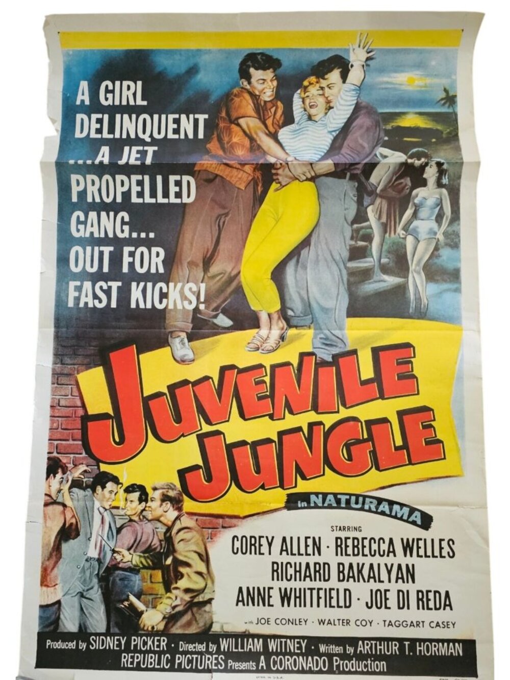 Juvenile Jungle Three Sheet Movie Poster 41" x 27" Vintage 1958 Crime Drama